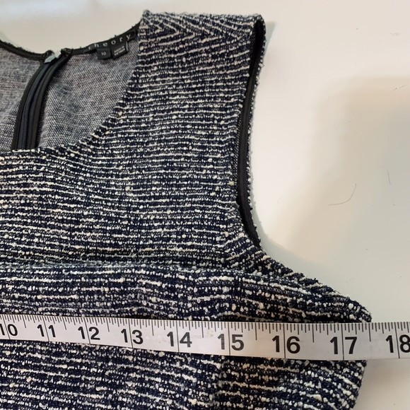 Theory Womens Sleeveless Black White Tweed Fit and Flare Dress Size 10 - Picture 9 of 11